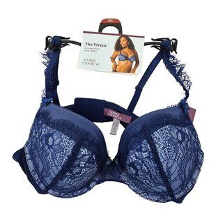 Adore Me Woman’s Blue Vivian Lace Mesh Push Up Underwire Bra – Size 38C NWT